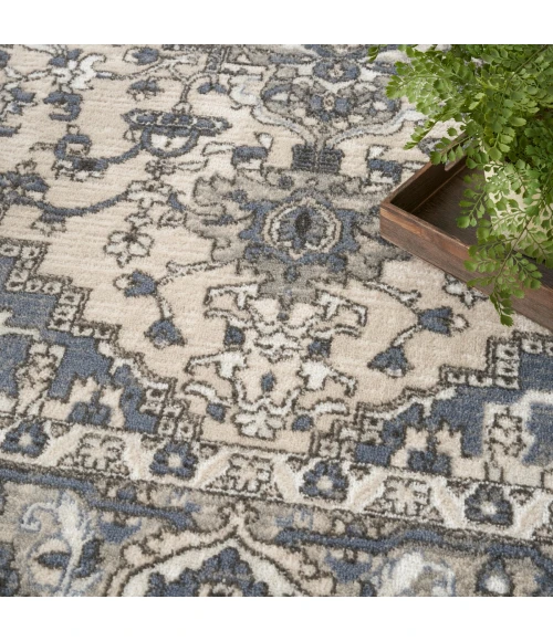 Nourison Quarry Ivory Blue QUA05 8 ft. X Round Rug