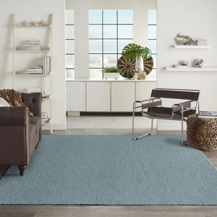 Nourison Washable Solutions Aqua WSL01 10 ft. X 14 ft. Rect. Rug