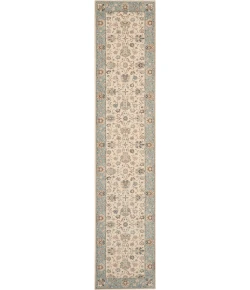 Nourison Home Living Treasures LI16 Ivory Aqua 2 ft. 6 in. X 12 ft. Area Rug