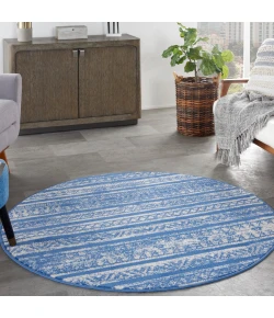 Nourison Home Whimsicle WHS16 Light Blue Ivory 5 ft. Round Area Rug