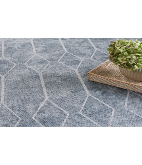 Nicole Curtis Machine Washable Series 1 Blue Grey SR107 2 ft. 2 in. X 8 ft. Rectangle Rug