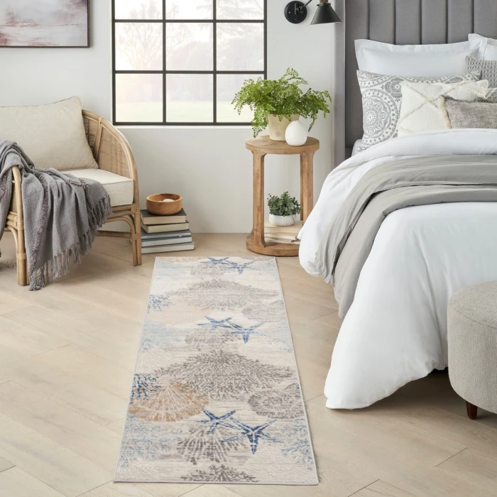 Nourison Seaside Ivory Grey Blue SDS04 8 ft. Rect. Rug