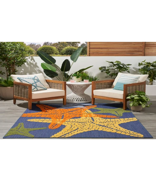 Nourison Aloha Blue Multicolor ALH28 5 ft. 3 in. X 7 ft. 5 in. Rectangle Rug