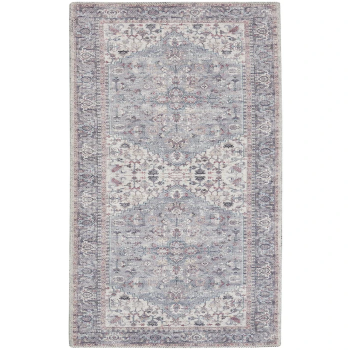 Nicole Curtis Machine Washable Series 1 Grey SR104 2 ft. 2 in. X 12 ft. Rectangle Rug