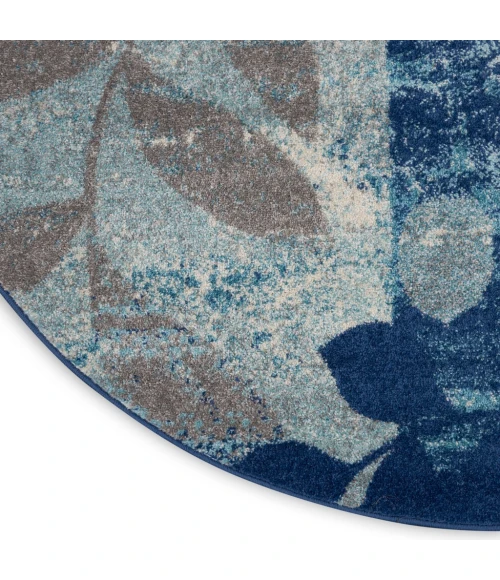 Nourison Tranquil Round Area Rug TRA01-Navy/Light Blue