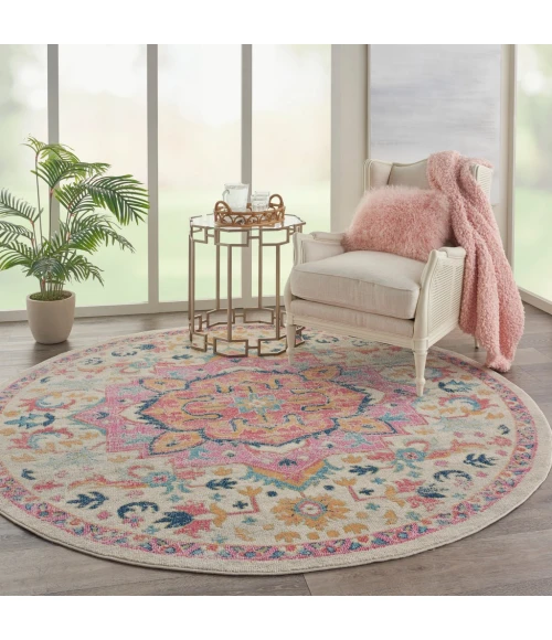 Nourison Passion Round Area Rug PSN25-Ivory/Pink