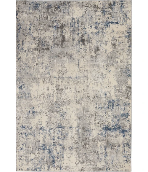 Nourison Rustic Textures Ivory Grey Blue RUS07 6 ft. X 9 ft. Rect. Rug