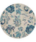Nourison Tranquil Round Area Rug TRA02-Ivory/Light Blue