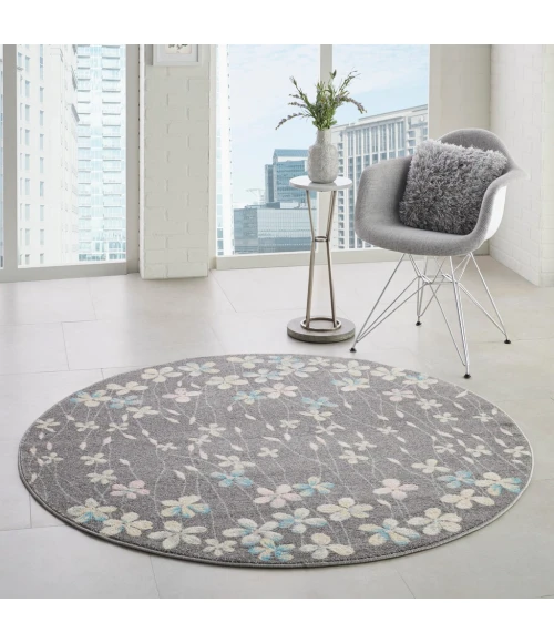 Nourison Tranquil Round Area Rug TRA04-Grey/Beige