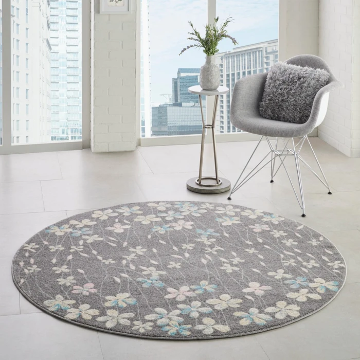Nourison Tranquil Round Area Rug TRA04-Grey/Beige