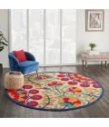 Nourison Aloha Round Area Rug ALH20-Red/Multicolor