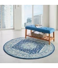 Nourison Tranquil Round Area Rug TRA06-Ivory/Navy