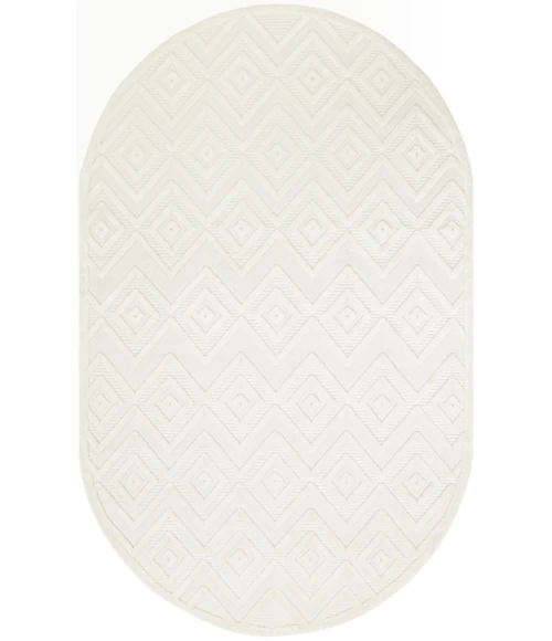 Nourison Versatile Ivory White NRV01 6 ft. X 9 ft. Oval Rug