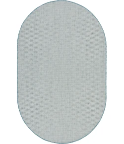 Nourison Home Courtyard COU01 Ivory Aqua 5 ft. X 8 ft. Oval Area Rug