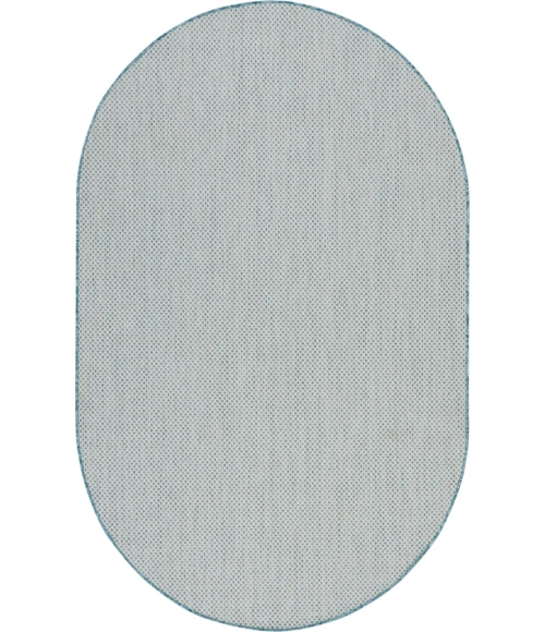 Nourison Courtyard Ivory Aqua COU01 5 ft. X 8 ft. Oval Rug