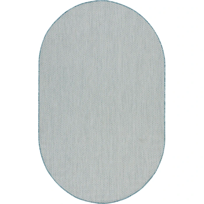 Nourison Courtyard Ivory Aqua COU01 5 ft. X 8 ft. Oval Rug