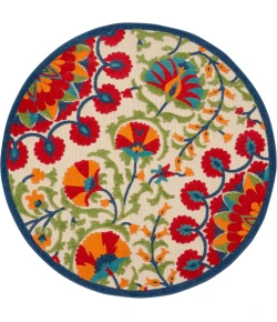 Nourison Home Aloha ALH20 Red Multicolor 5 ft. 3 in. Round Area Rug