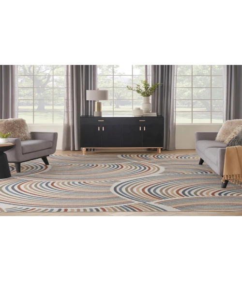 Nourison Astra Machine Washable Ivory Multicolor ASW08 10 ft. X 14 ft. Rectangle Rug