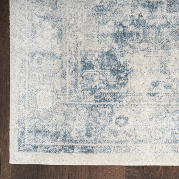 Nourison Astra Machine Washable Area Rug ASW11 Blue/Ivory