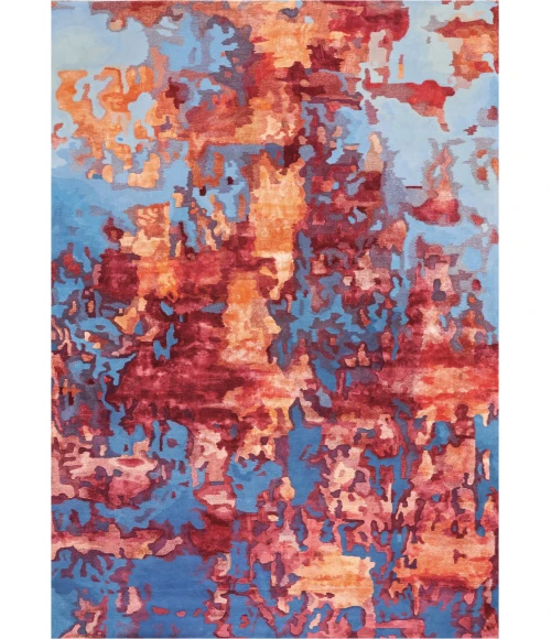 Nourison Prismatic Area Rug PRS13 Blue/Flame 9'9" x 13'9"