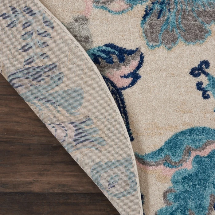 Nourison Tranquil Round Area Rug TRA02-Ivory/Light Blue