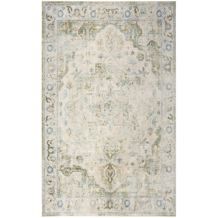 Nourison Astra Machine Washable Blue Green ASW12 6 ft. 7 in. X 9 ft. Rectangle Rug