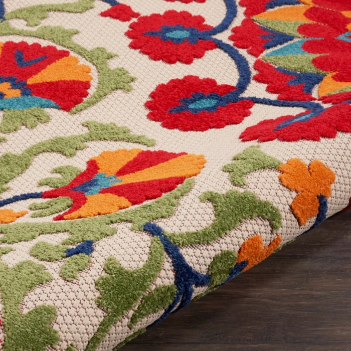 Nourison Aloha Round Area Rug ALH20-Red/Multicolor