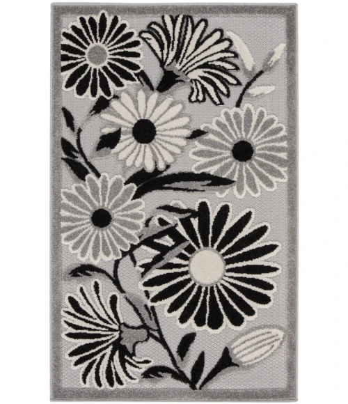 Nourison Aloha Black White ALH33 2 ft. 8 in. X 4 ft. Rectangle Rug