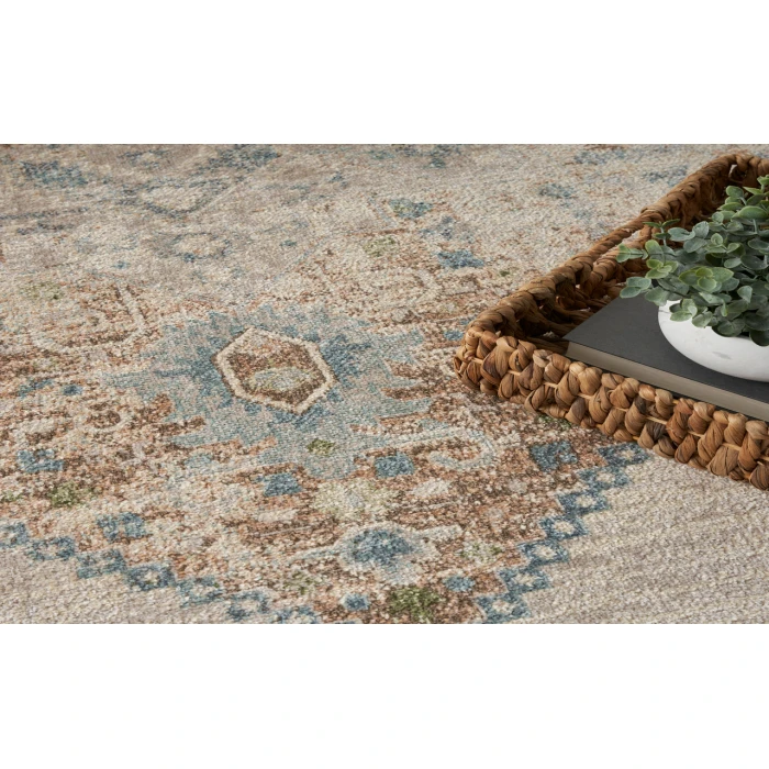 Nourison Astra Machine Washable Ivory Blue ASW13 7 ft. 10 in. X 10 ft. Rectangle Rug