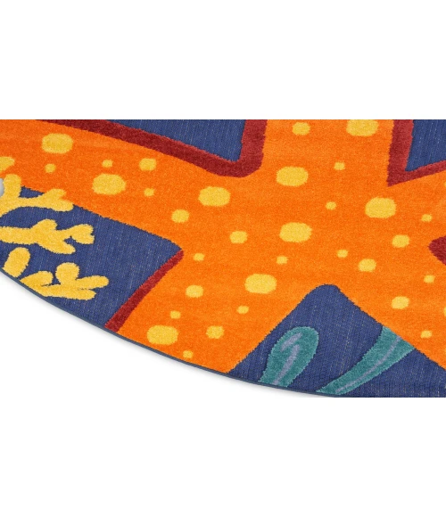 Nourison Aloha Navy Multicolor ALH24 7 ft. 10 in. Round Rug