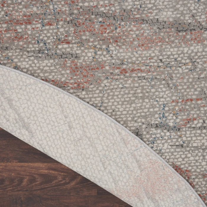 Nourison Rustic Textures Area Rug RUS15 Light Grey/Rust 5'3" Round