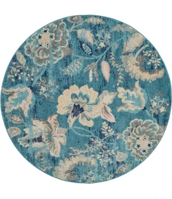 Nourison Home Tranquil TRA02 Turquoise 5 ft. 3 in. Round Area Rug