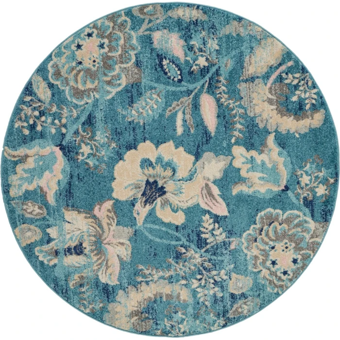Nourison Tranquil Round Area Rug TRA02-Turquoise