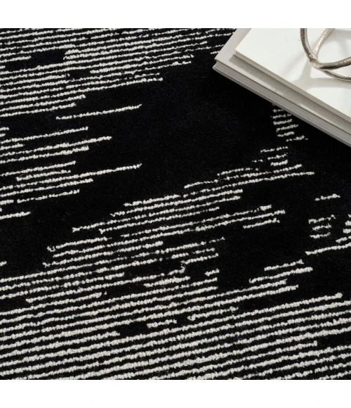 Michael Amini Ma30 Star Area Rug SMR02 Black Ivory 4' x 6'