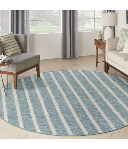 Nourison Positano Aqua Ivory POS03 10ft. Round Rug