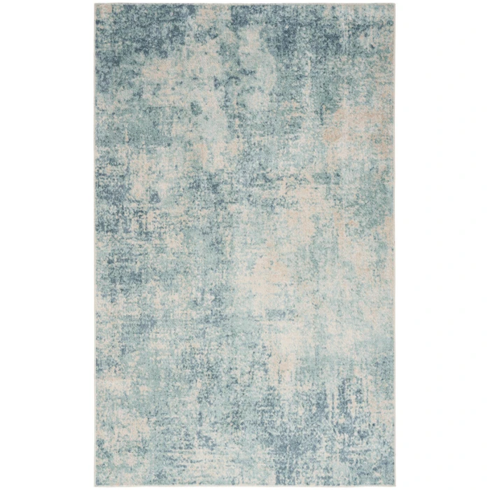 Nourison Astra Machine Washable Blue Ivory ASW07 4 ft. X 6 ft. Rectangle Rug