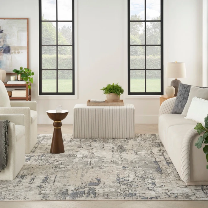 Nourison Quarry Ivory Blue Grey QUA01 9 ft. X 12 ft. Rect. Rug