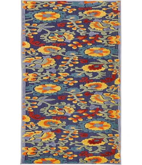 Nourison Aloha Navy Multicolor ALH17 2 ft. X 6 ft. Rectangle Rug