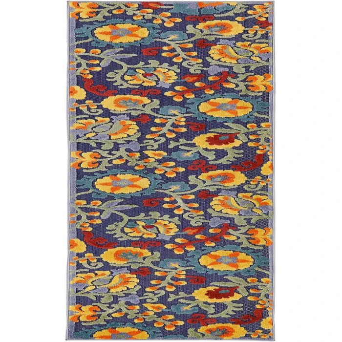 Nourison Aloha Navy Multicolor ALH17 2 ft. X 6 ft. Rectangle Rug