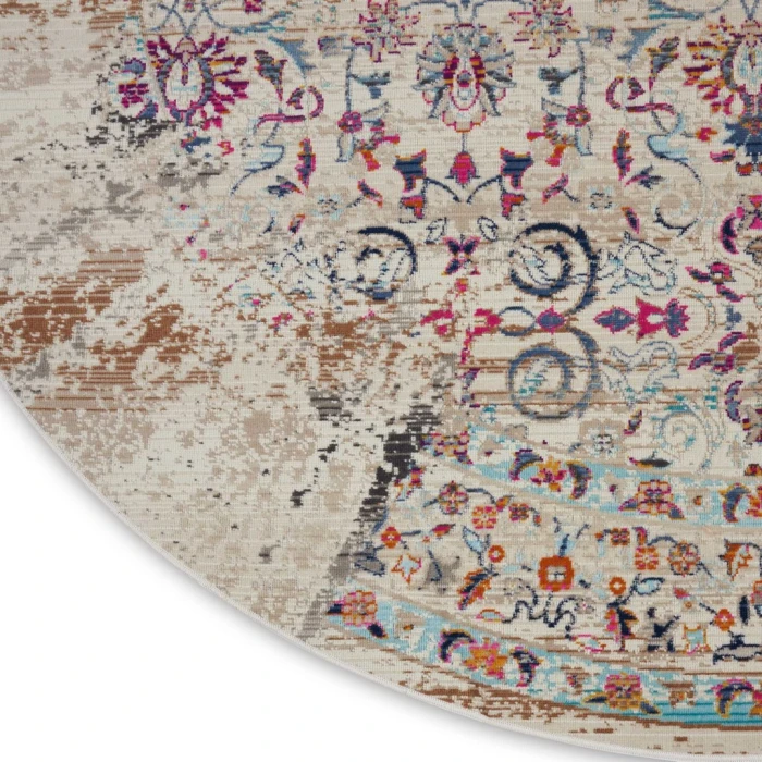 Nourison Vintage Kashan Round Area Rug VKA02-Ivory
