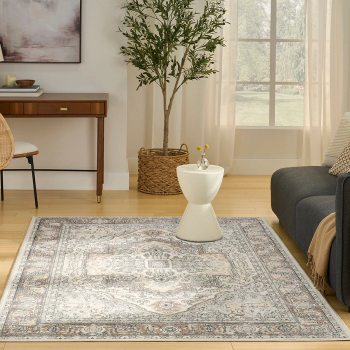 Nourison Quarry Ivory Grey Taupe QUA18 5 ft. X 7 ft. Rect. Rug