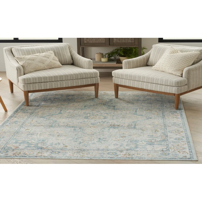 Nourison Astra Machine Washable Light Blue ASW12 4 ft. X 6 ft. Rectangle Rug