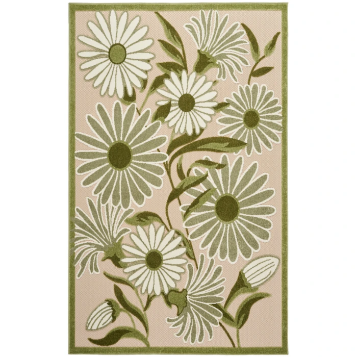 Nourison Aloha Ivory Green ALH33 5 ft. 3 in. X 7 ft. 5 in. Rectangle Rug