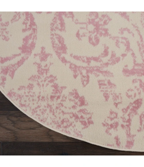 Nourison Jubilant Round Area Rug JUB09-Ivory/Pink