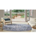 Nicole Curtis Machine Washable Series 1 Navy Ivory SR104 7 ft. 10 in. Round Rug