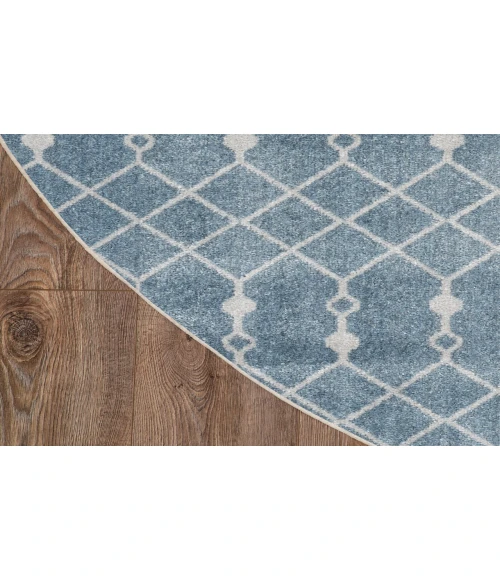 Nourison Astra Machine Washable Blue ASW10 5 ft. 3 in. Round Rug