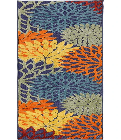 Nourison Aloha Navy Multicolor ALH05 2 ft. X 6 ft. Rectangle Rug