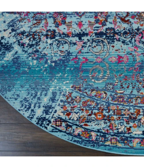 Nourison Vintage Kashan Round Area Rug VKA02-Blue