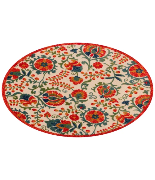 Nourison Aloha Red Multicolor ALH17 7 ft. 10 in. Round Rug