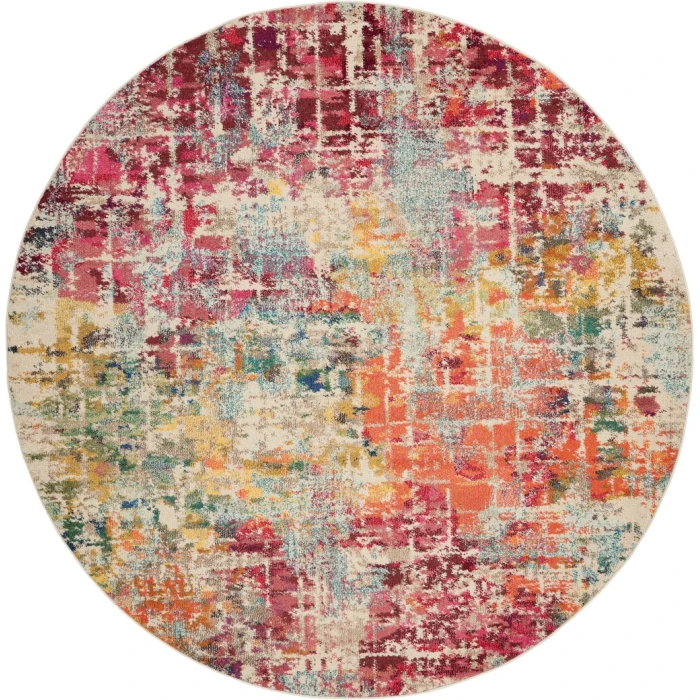 Nourison Celestial Round Area Rug CES13-Pink/Multicolor